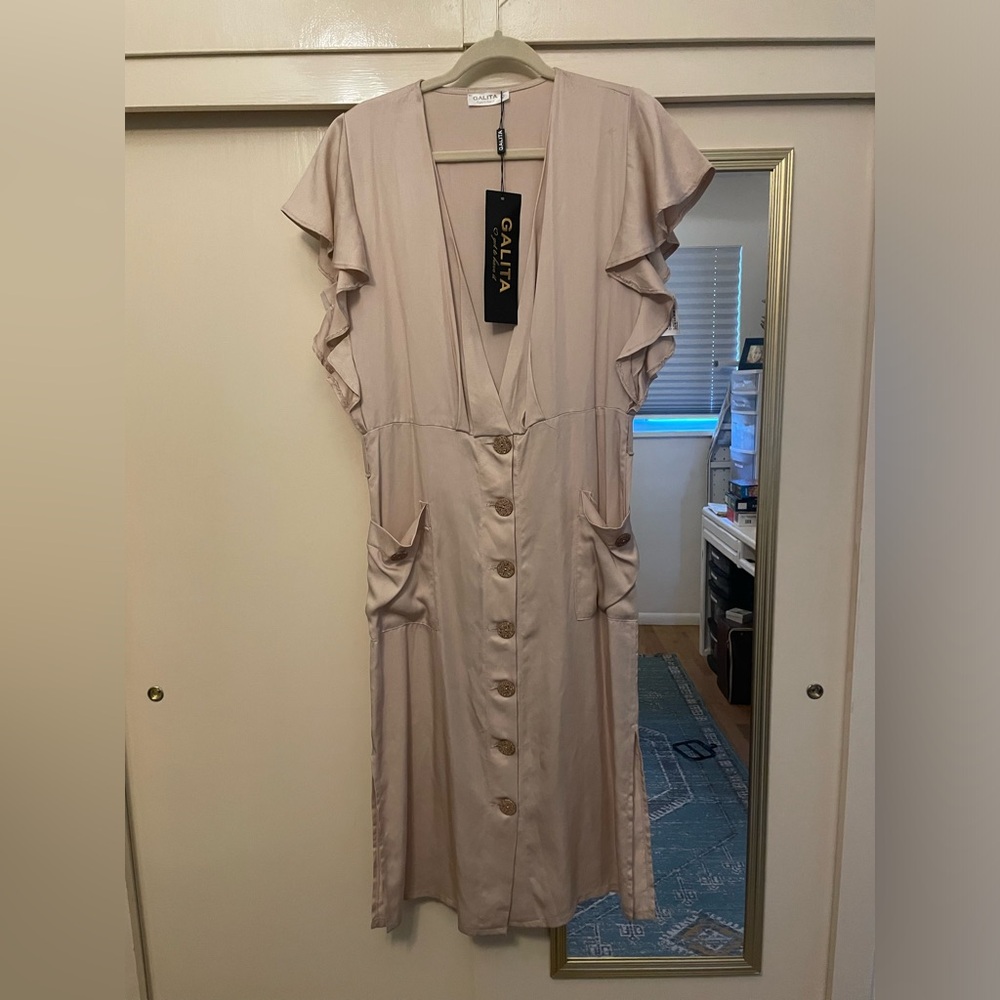 Beautiful Galita Button-Front Midi Dress, L